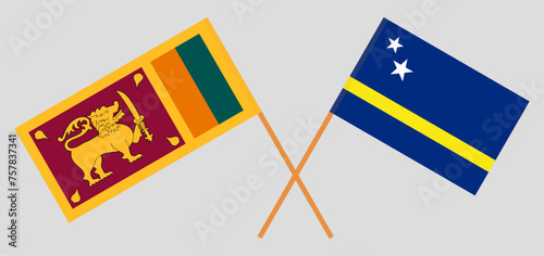 Crossed flags of Sri Lanka and Country of Curacao. Official colors. Correct proportion