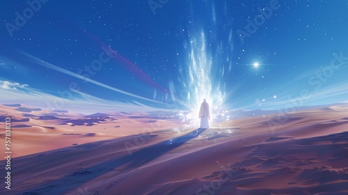 Glowing Angel in the Desert: A Celestial Experience in December Generative AI