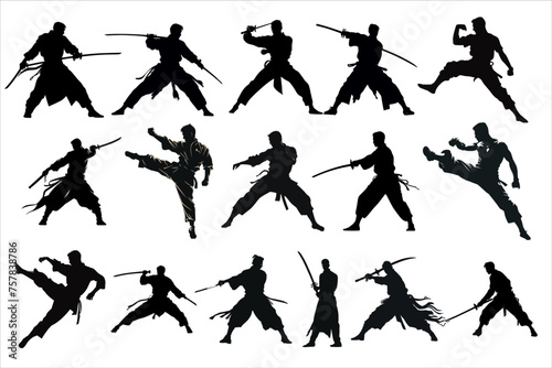 martial karate silhouette icon set , karate silhouette, martial silhouette bundle with various poses