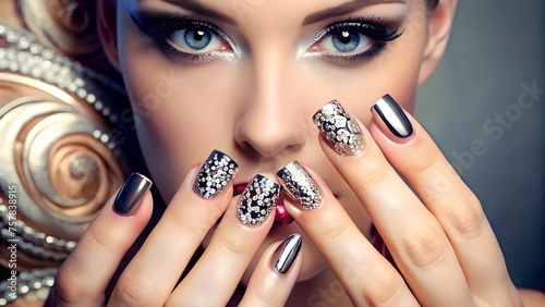 Glamour Nude Nail Manicure: Elegant Beauty Salon Treatment
