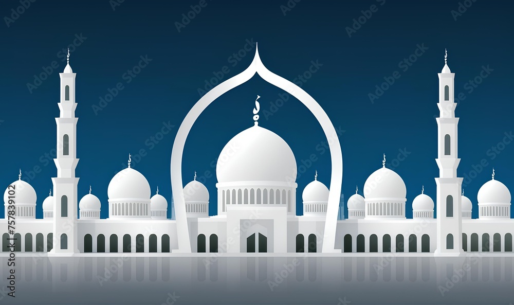 Obraz premium Minimalist Islamic Background, Minimalist Mosque Illustration with Space for Text