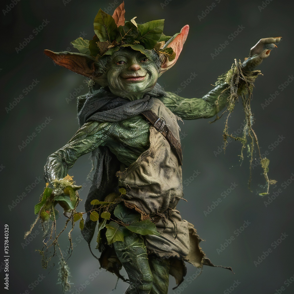 Fototapeta premium Dancing goblin fantasy creature Generative Ai