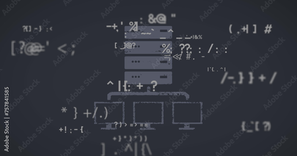 Image of data processing over computer icons