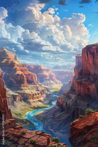 April Showers Bring May Flowers: A Vibrant Waterfall in the Grand Canyon Generative AI