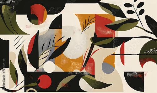 an Olive poster featuring various abstract design elements , Generative AI