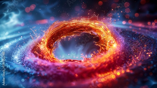 The spiralizing bubbles of the foam detergent work like a vortex of light during cleaning and washing. This modern illustration shows the motion of the swirl in a circle in a blurred spiral motion. photo