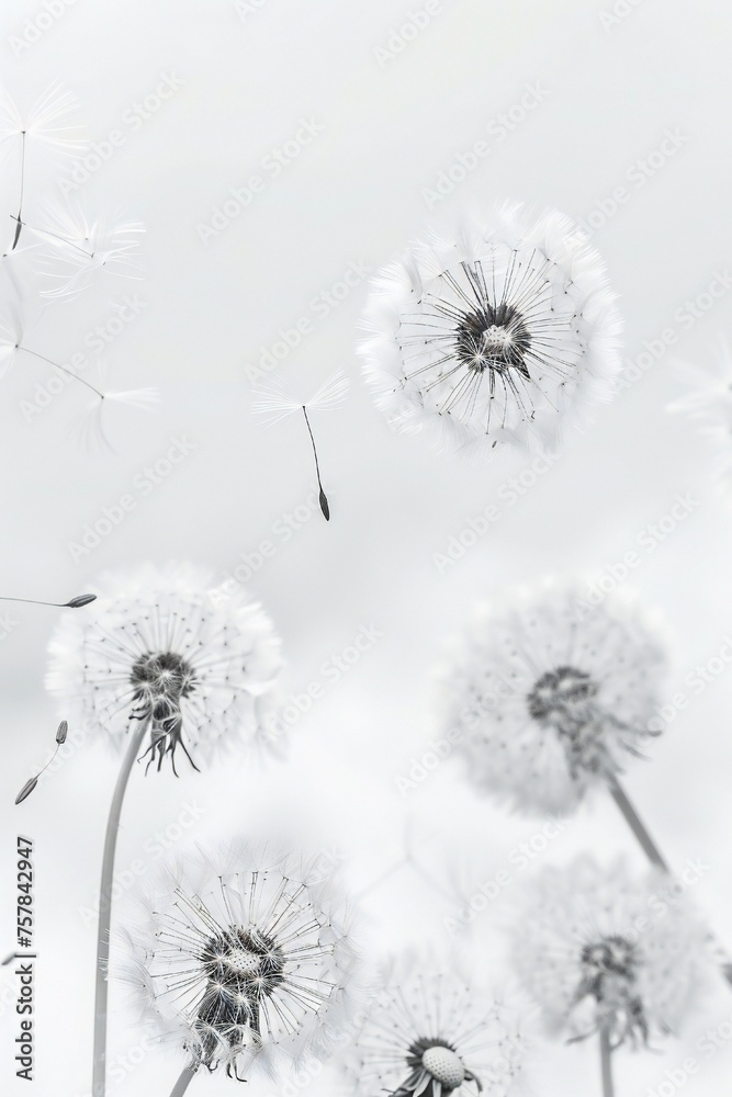 Obraz premium Soft and light spring background with Dandelions Generative Ai 