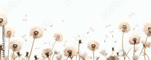 Soft and light spring background with Dandelions Generative Ai 