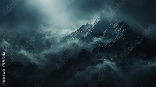 Misty mountain night view