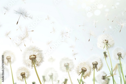 Soft and light spring background with Dandelions Generative Ai 