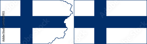 Finnish flags vector. Standard flag and with torn edges