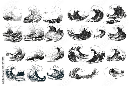 sea wave sketch water splash silhouette vector,  sea wave silhouette bundle, silhouette sea wave clipart,   © MD ABDUL MOMIN