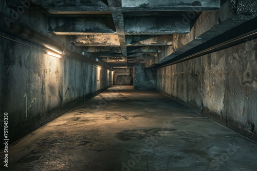 Inside empty old doomsday bunker Generative Ai  © LayerAce.com