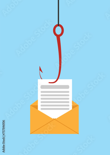 Phishing Email Concept Vector Flat Style. Spam protection and online security concept vector