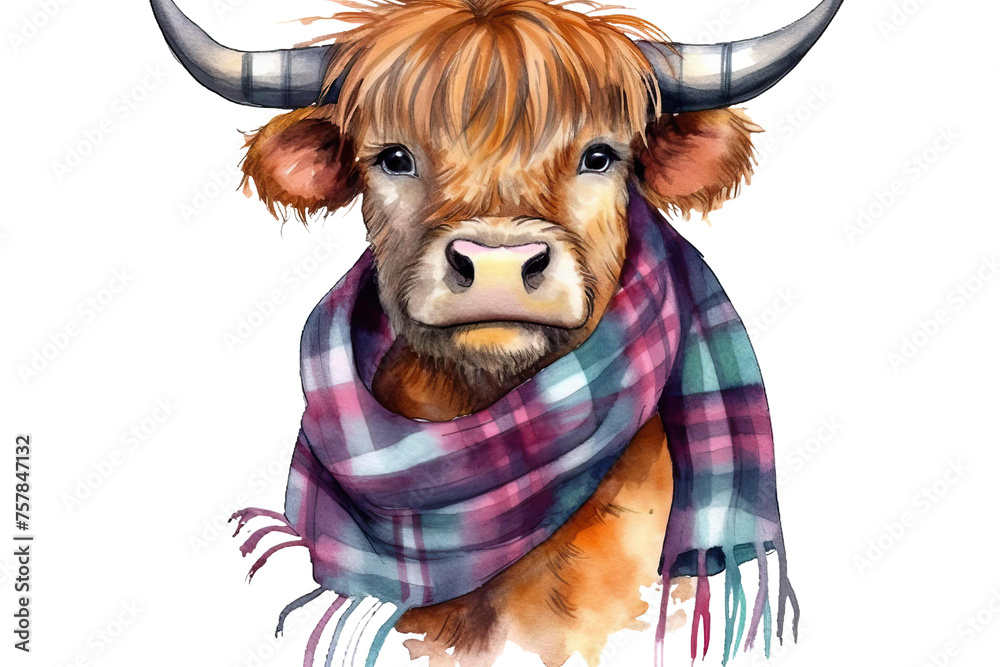 Glasses Quirky transparent Touch Fun PNG Watercolor Add Scarf Highland Cow: