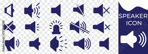 Set of speaker icon collection. volume icon vector. loudspeaker symbol. Mute and unmute volume sound flat vector icons for video apps and websites
