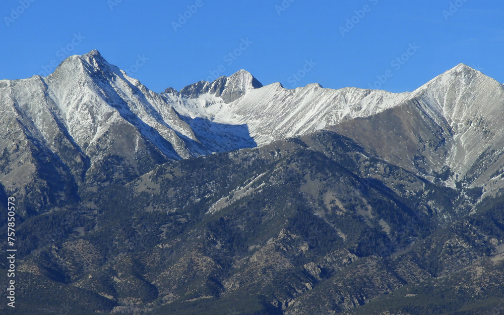 blanca peak and the spectacular sangre de cristo  mountains on a sunny winter day near alamosa, in southeastern colorado
