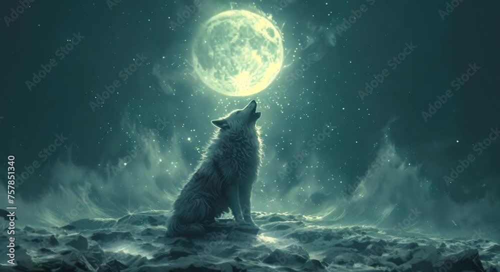 Puppy howling to its first full moon, primal call Puppy howling to its first full moon, primal call
