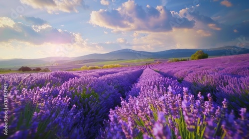 serene lavender field  conveying tranquility and the essence of relaxation.