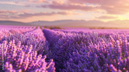 serene lavender field  conveying tranquility and the essence of relaxation.