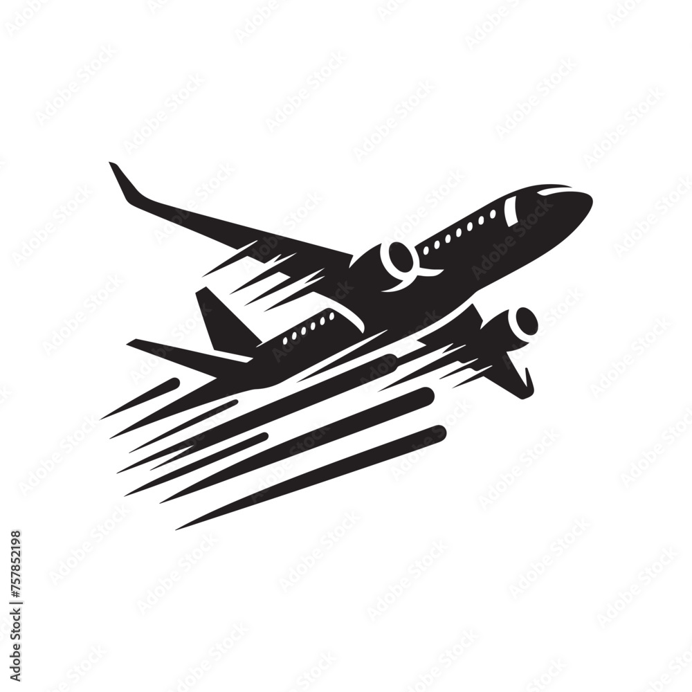 Flight of the Imagination: Vector Airplane Silhouettes for Creative Projects, black airplane illustration.