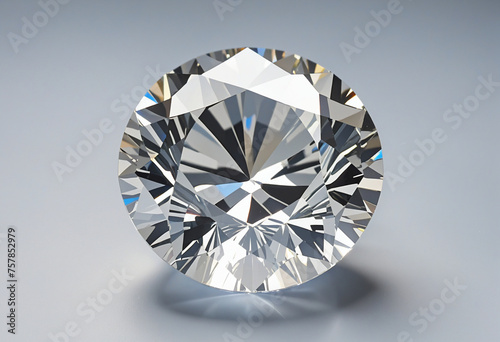 diamond on light grey background 3d beautiful gem stone