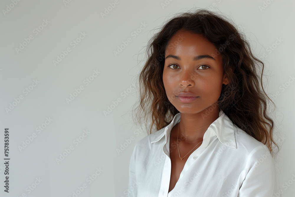 portrait of an African American girl in a white shirt portrait of an African American girl in a white shirt