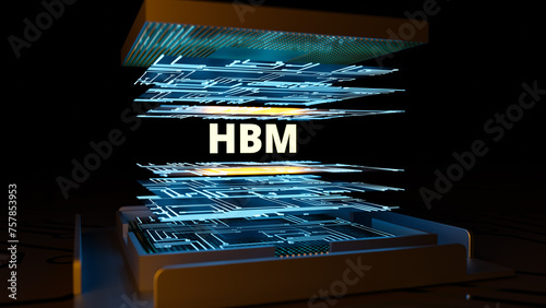 High bandwidth Memory concepts backgrounds. 3d rendering photo