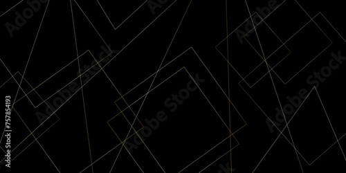 Abstract background with lines. Modern design background. Golden color lines in black background. Random geometric lines, seamless pattern. Vector illustration design.