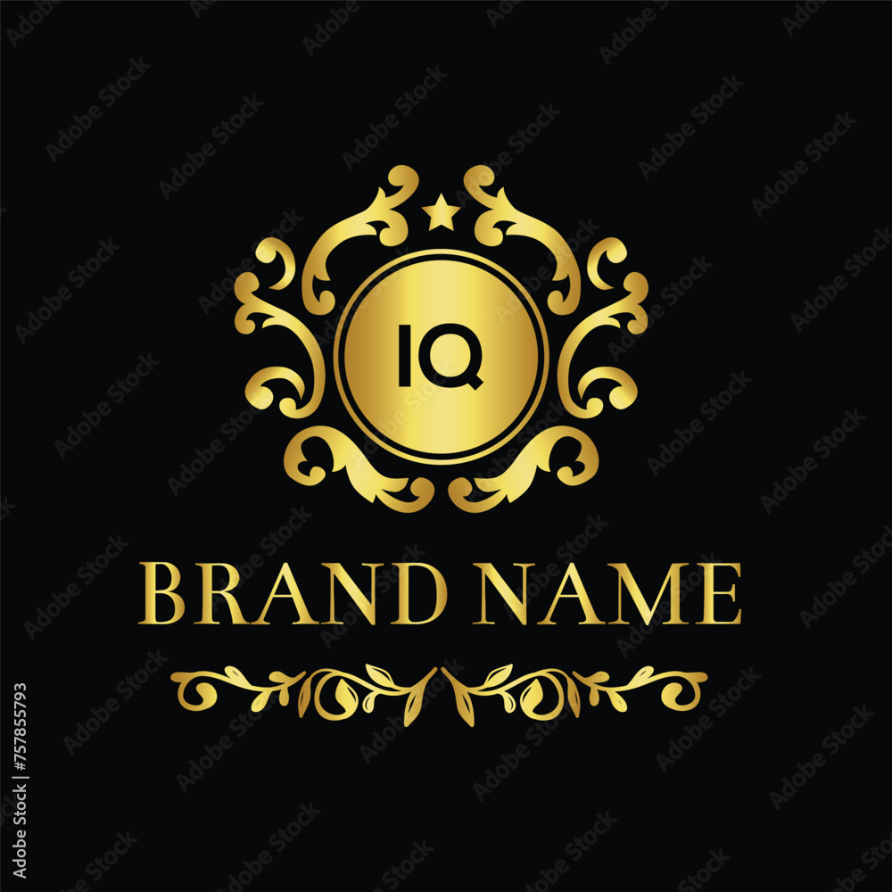 Naklejka premium Handwritten IQ letters logo design with vector