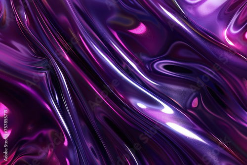 close up horizontal glowing purple metallic abstract waves background Generative AI
