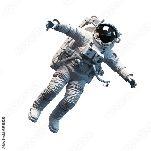 Astronaut floating in zero gravity outside a space