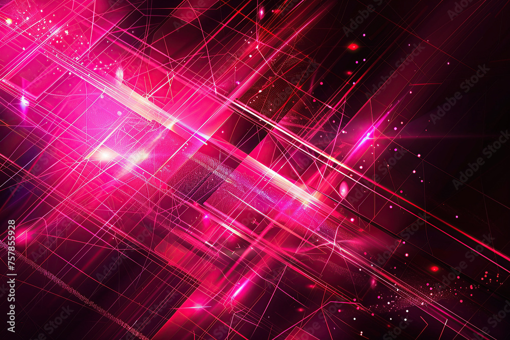 horizontal image of a glowing pink abstract tech background, Generative AI horizontal image of a glowing pink abstract tech background, Generative AI