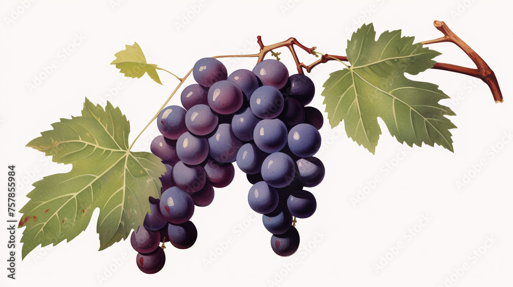 Obraz premium illustration grapes bunch on white background.