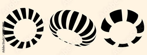 3d round shape grid. 3d graphic design y2k retro style. Mesh grid line shape. Vector illustration