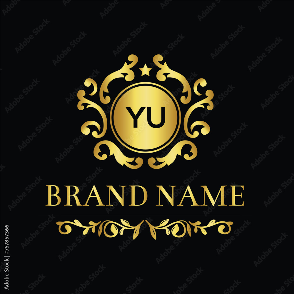 Initial monogram YU letter logo design template Initial monogram YU letter logo design template