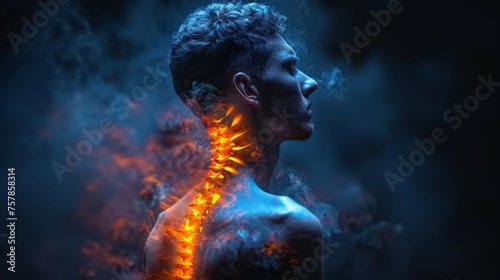 Hunched Person with Spinal Compression Fracture in Pain Generative AI