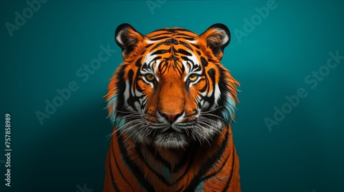 Twilight Tiger in Front of Solid Color Wall