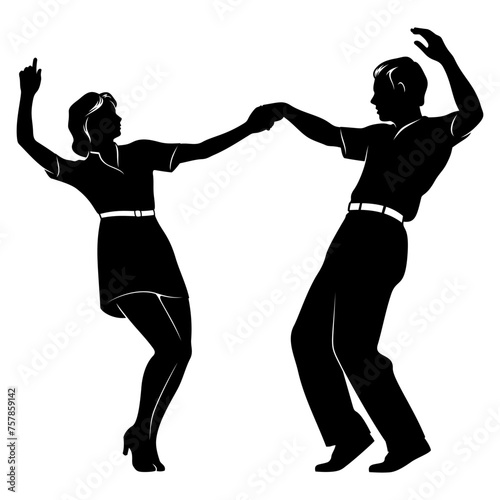Dancing Couples. Swing Dancers. Vector cliparts isolated on white.