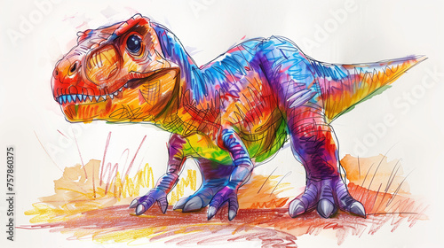 Dinosauro colorato da un bambino.