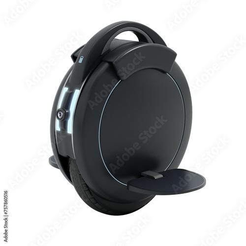 Monowheel electric scooter isolated on transparent background. 3D illustration photo