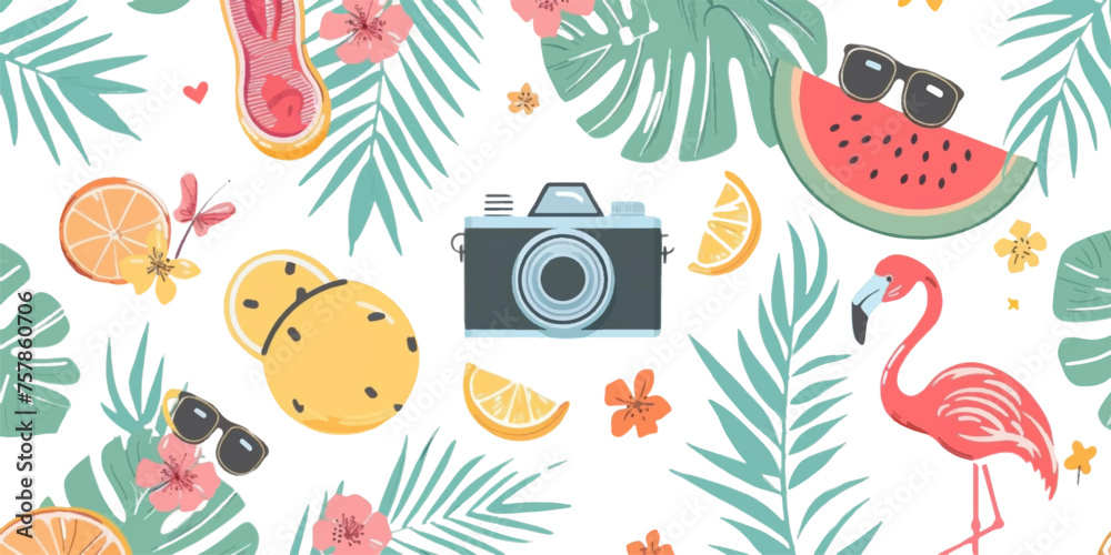Summer illustration, colorful pattern on white background. Summer illustration, colorful pattern on white background.