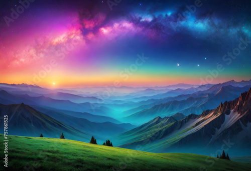 Galactic Gradient Landscape  Landscape  Galactic  Space  Universe  Cosmos  Gradient  Stars  Nebula  Astronomy  Outer Space  Fantasy  Sci-Fi  Astral  Sky  AI Generated