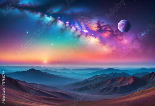 Galactic Gradient Landscape  Landscape  Galactic  Space  Universe  Cosmos  Gradient  Stars  Nebula  Astronomy  Outer Space  Fantasy  Sci-Fi  Astral  Sky  AI Generated