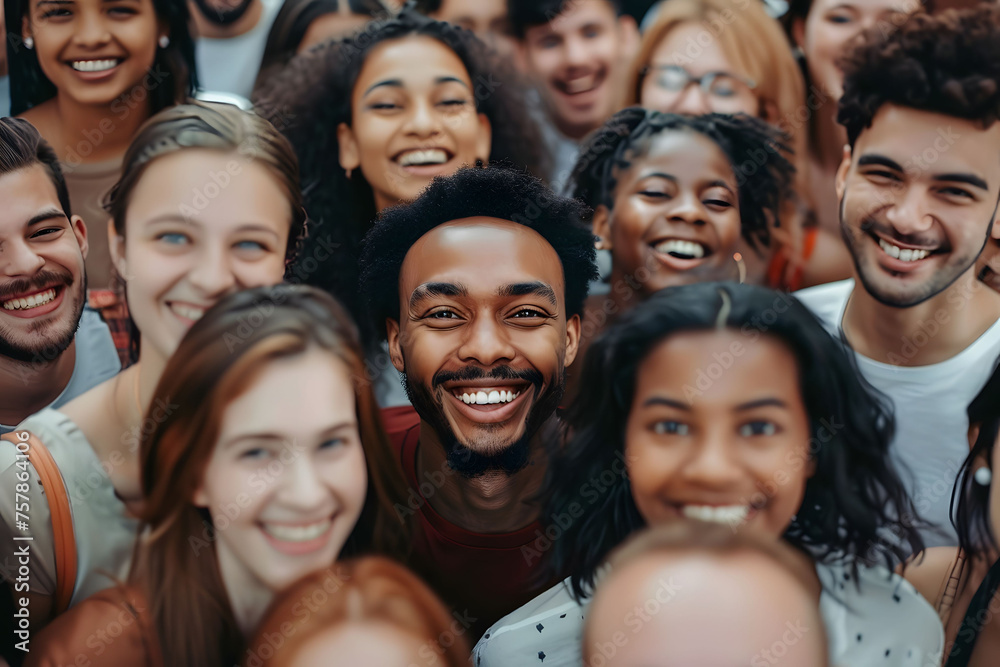 A large diverse group of people, including men and women from various ethnic backgrounds, are depicted smiling and facing the camera in an overhead shot. A large diverse group of people, including men and women from various ethnic backgrounds, are depicted smiling and facing the camera in an overhead shot.