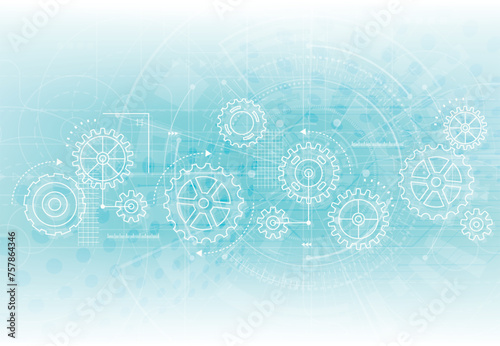 Abstract gear wheel mechanism background. Machine technology. Vector illustration