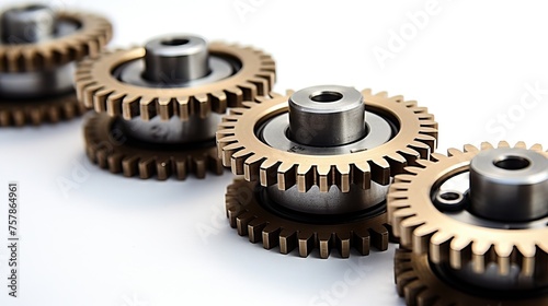 Train gears against a white background.