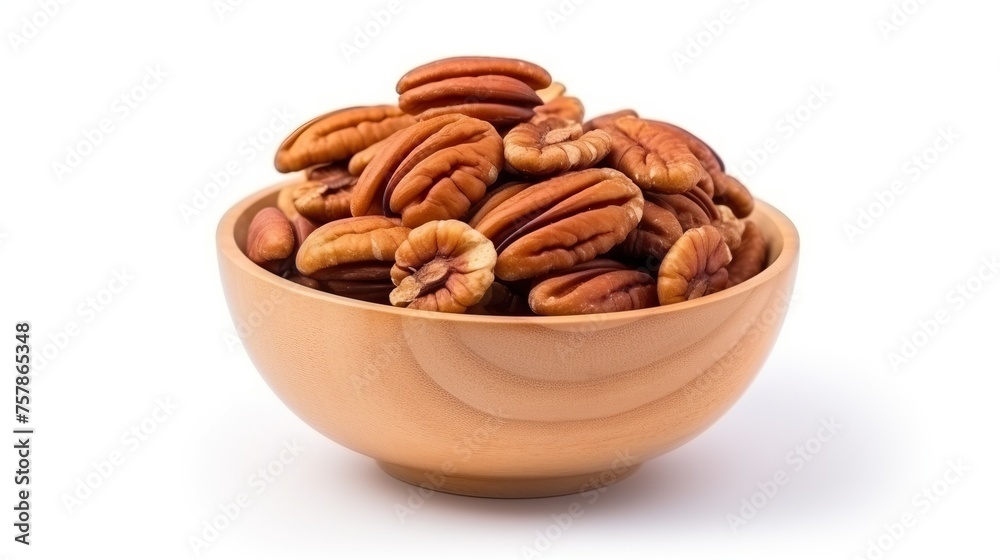 A cup with pecan nuts isolated on white background.
A cup with pecan nuts isolated on white background.