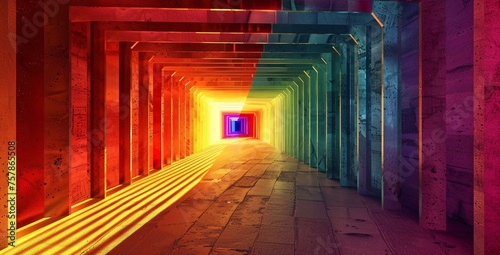 Rainbow Tunnel: A Colorful Escape Generative AI photo