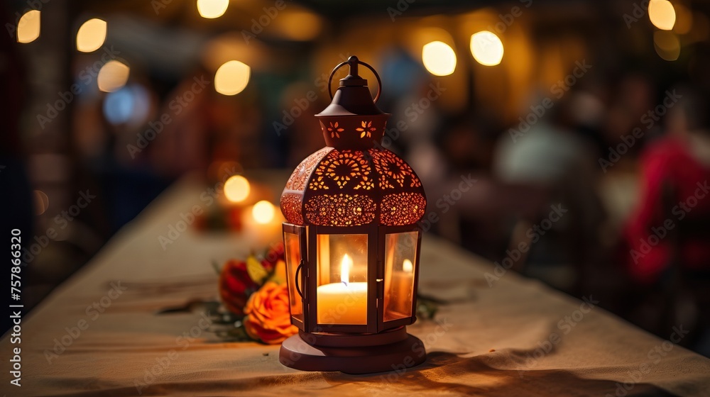 A lantern on the table during the Morrocane festival


